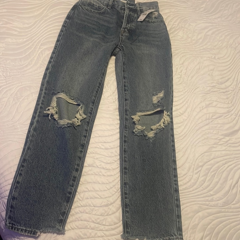 high rise straight jeans